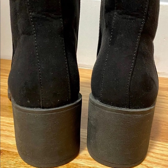 Black booties wedge boots suede with zipper autumn fall winter boots - Picture 3 of 7